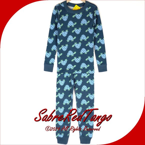 NWT Hanna Andersson Organic Long Johns Pajamas Tank the Turtle Print 110 5 - Picture 1 of 4